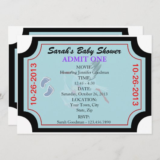 Invitation de bébé garçon Admettre un Customisé (Devant / Derrière)