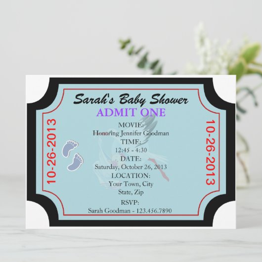 Invitation de bébé garçon Admettre un Customisé (Debout devant)