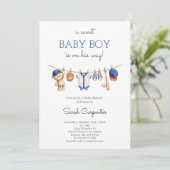Invitation de bébé garçon de shower de baseball mo (Debout devant)