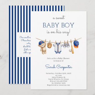 Invitation de bébé garçon de shower de baseball mo