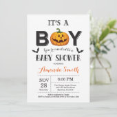 Invitation de bébé garçon douche Halloween (Debout devant)