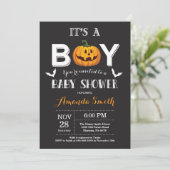 Invitation de bébé garçon douche Halloween (Debout devant)