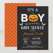 Invitation de bébé garçon douche Halloween (Devant / Derrière)