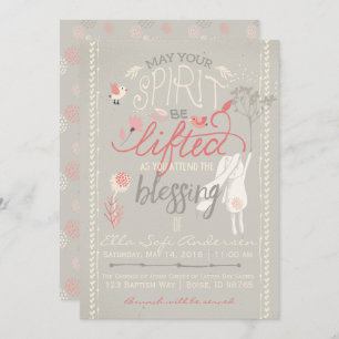 INVITATION DE BÉBÉ LDS  Floral Girl Bunny