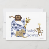 Invitation de bébé Safari en bleu (Devant)