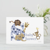 Invitation de bébé Safari en bleu (Debout devant)