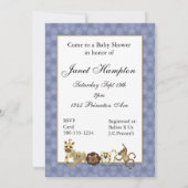 Invitation de bébé Safari en bleu (Dos)