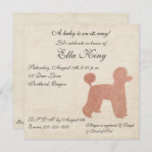 Invitation de bébé Silhouette pour caniche rose Vi (Devant / Derrière)