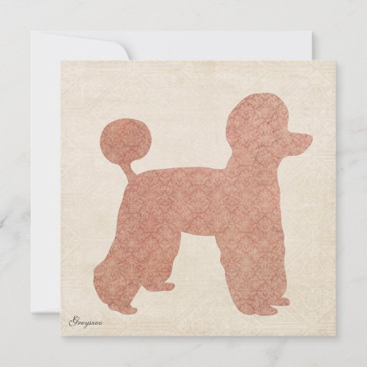 Invitation de bébé Silhouette pour caniche rose Vi (Dos)