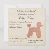 Invitation de bébé Silhouette pour caniche rose Vi (Devant)