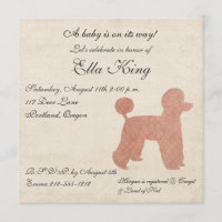 Invitation de bébé Silhouette pour caniche rose Vi