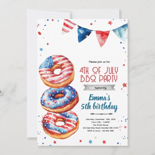 Invitation de beignet du 4 juillet (Devant)