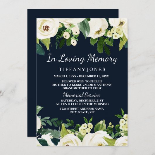 Invitation De belles femmes Dans un service commémoratif amou (Devant / Derrière)