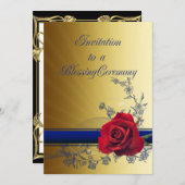 Invitation de bénédiction avec un rose rouge de (Devant / Derrière)