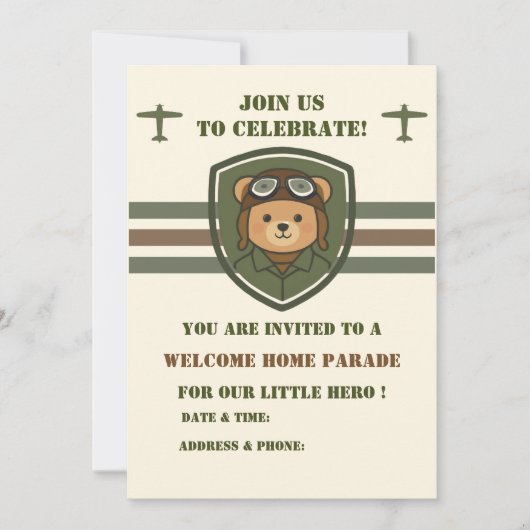 Invitation de bienvenue à la maison pour l'ours av (Devant)
