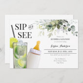 Invitation de Bienvenue Bébé Sip and See (Devant / Derrière)