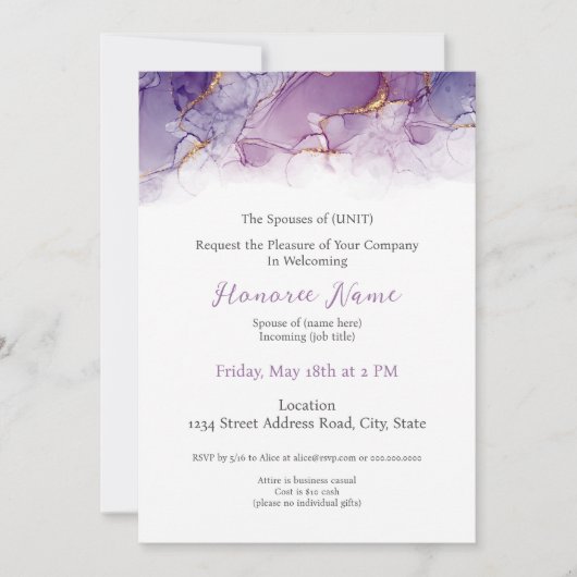 Invitation de bienvenue numérique de conjoint mili (Devant)