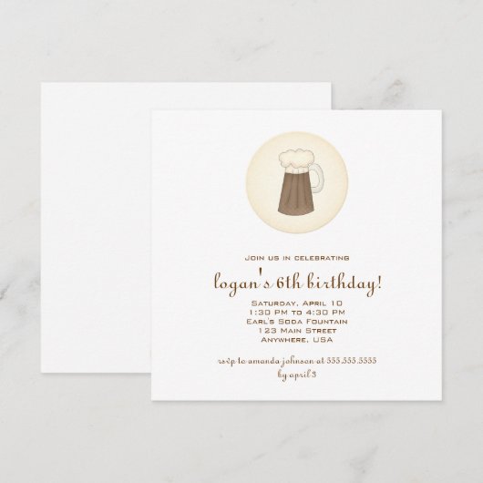 Invitation de bière de racine (Devant / Derrière)