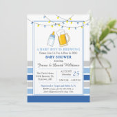 Invitation de bière et Baby shower bleu (Debout devant)