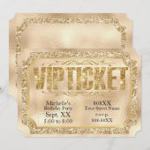 Invitation de billet avec paillettes d'or et diama (Devant / Derrière)