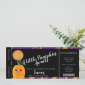 Invitation de billet Citrouille Baby shower Hallow (Debout devant)