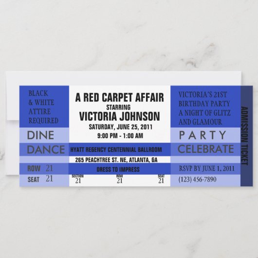 Invitation de billet d'admission [bleu] (Devant)