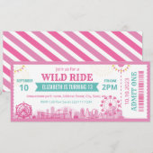 Invitation de billet d'anniversaire au parc d'attr (Devant / Derrière)