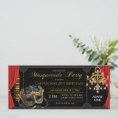 Invitation de billet d'anniversaire de fête masqué (Debout devant)