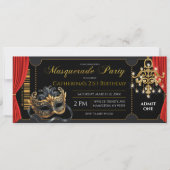 Invitation de billet d'anniversaire de fête masqué (Devant)