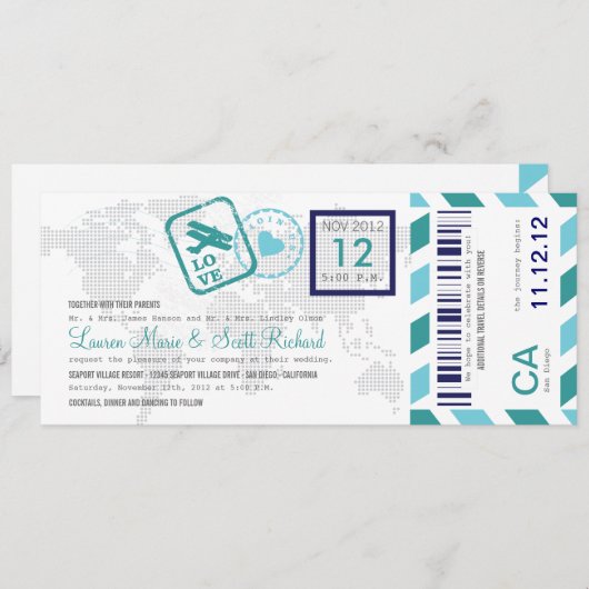 Invitation de billet d'avion Pass (Devant / Derrière)