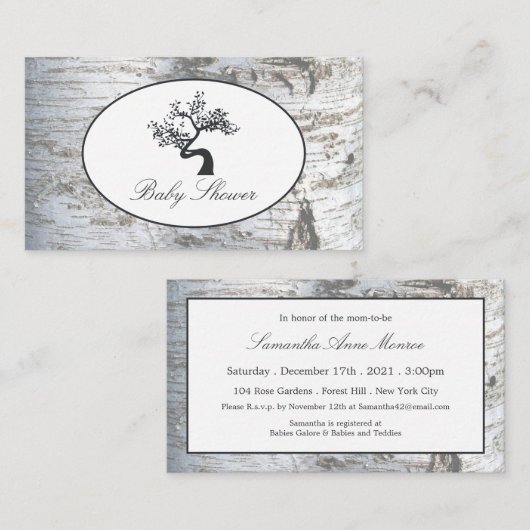 Invitation de billet de Baby shower Rustic Silver  (Devant / Derrière)
