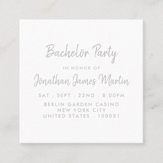 Invitation de billet de Bachelor Foil et Script Ar (Devant)
