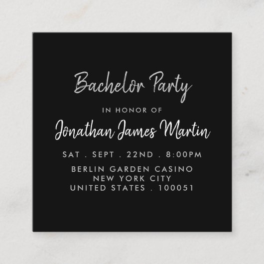 Invitation de billet de Bachelor Foil et Script Ar (Devant)