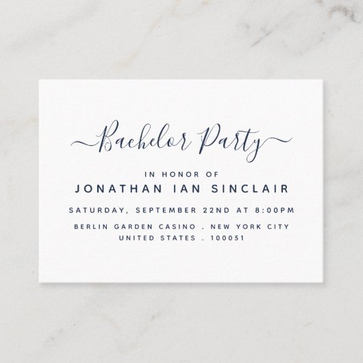 Invitation de billet de Bachelor Party de Script s (Devant)
