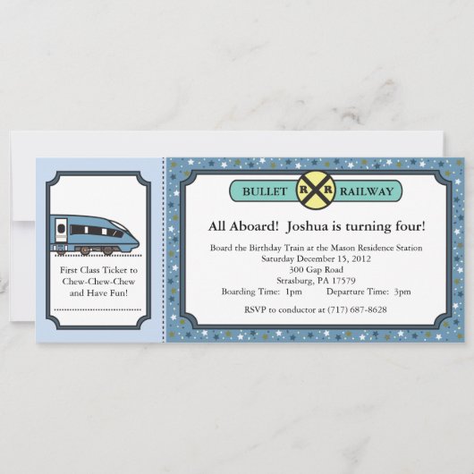 Invitation de billet de chemin de fer de balle (Devant)