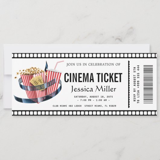 Invitation de billet de cinéma (Devant)