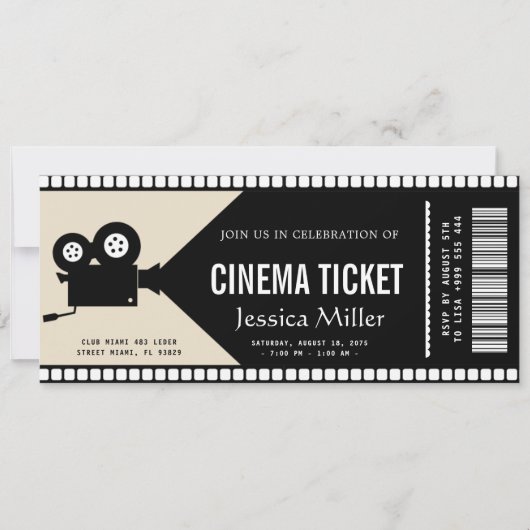 Invitation de billet de cinéma (Devant)