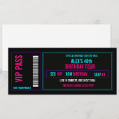Invitation de billet de concert d'anniversaire VIP (Devant / Derrière)