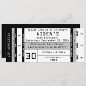 Invitation de billet de concert Noir (Devant / Derrière)