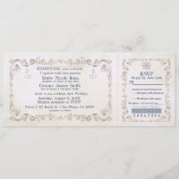 Invitation de billet de croisière vintage mariage