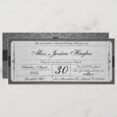 Invitation de billet de damassé de sweet sixteen (Devant / Derrière)