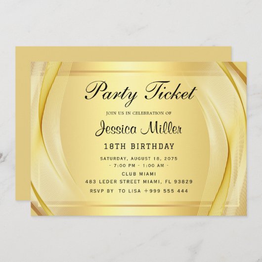 Invitation de billet de fête (Devant / Derrière)