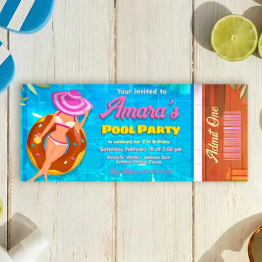 Invitation de billet de fête à la piscine