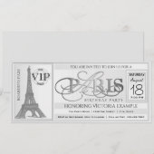 Invitation de billet de fête d'anniversaire à Pari (Devant / Derrière)