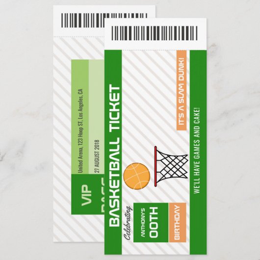 Invitation de billet de fête d'anniversaire de bas (Devant / Derrière)
