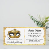 Invitation de billet de fête d'anniversaire doré (Debout devant)