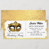 Invitation de billet de fête d'anniversaire doré (Devant / Derrière)