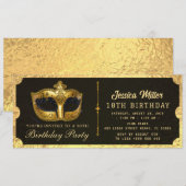 Invitation de billet de fête d'anniversaire doré (Devant / Derrière)