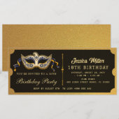 Invitation de billet de fête d'anniversaire doré (Devant / Derrière)