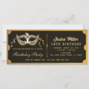 Invitation de billet de fête d'anniversaire doré